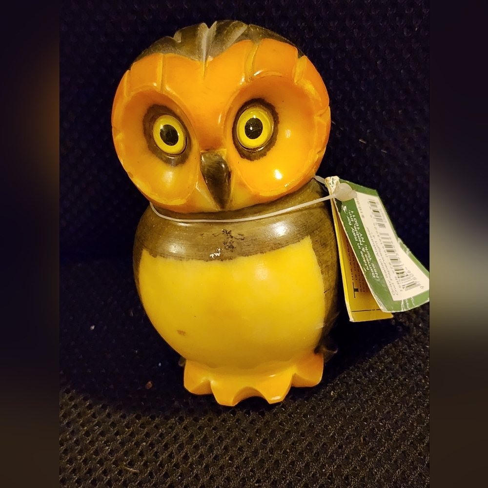 Vintage Italian Alabaster Owl Gufo Piccolo Volterra Hand Painted Figurine
